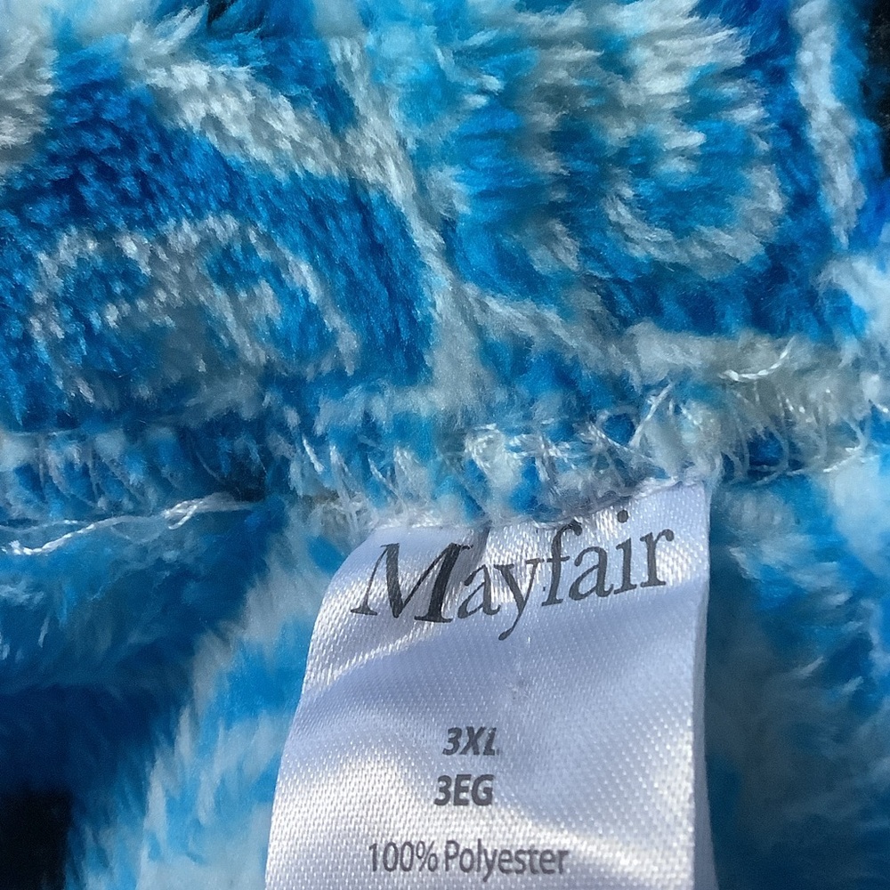 LOWEST🌺 NWT MAYFAIR 2XL or 3XL MINKY FLEECE BLUE MOSAIC LOUNGE PJ PANTS - Picture 4 of 12